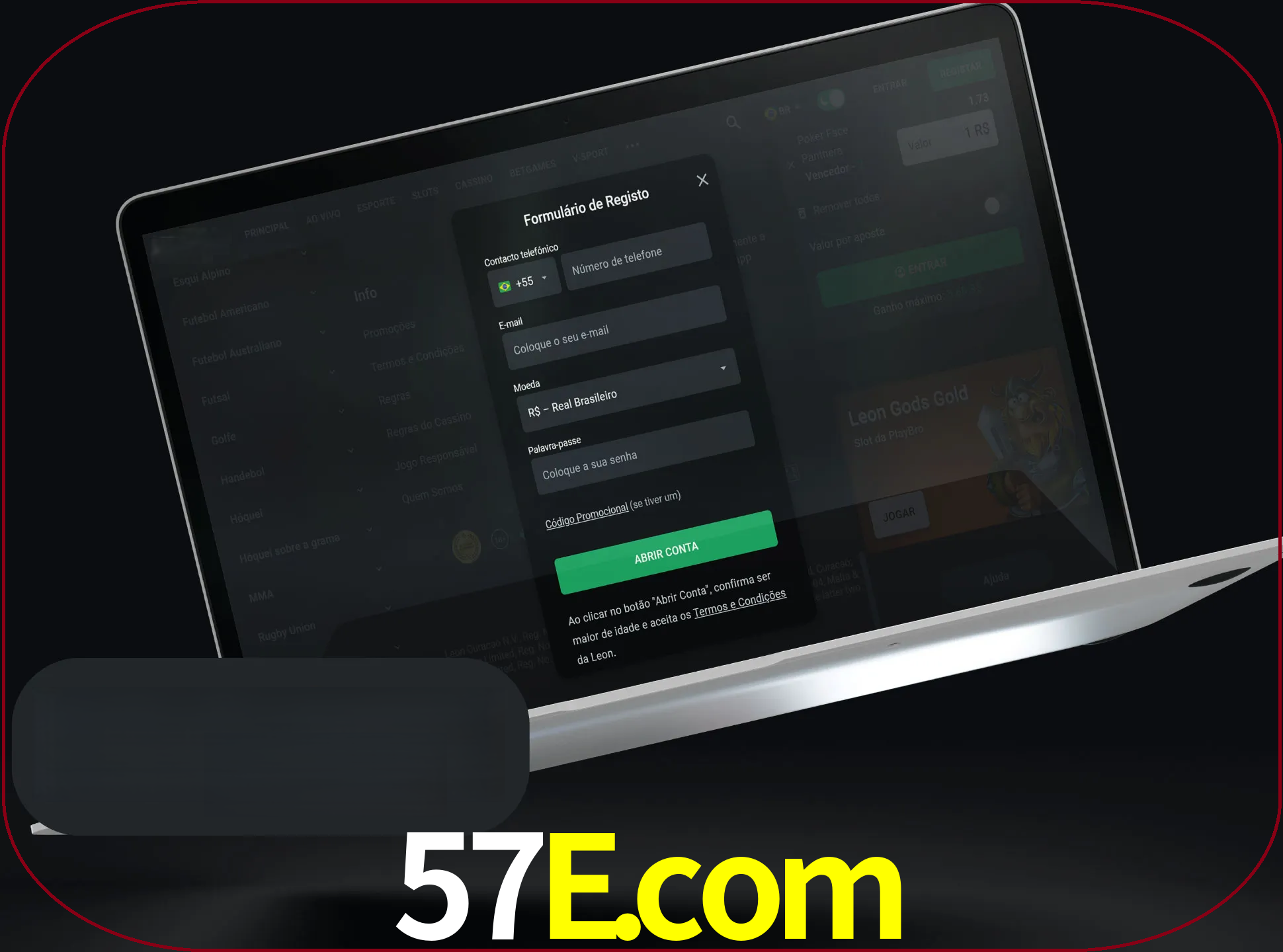 Abra o site da LeonBet e crie sua própria conta.