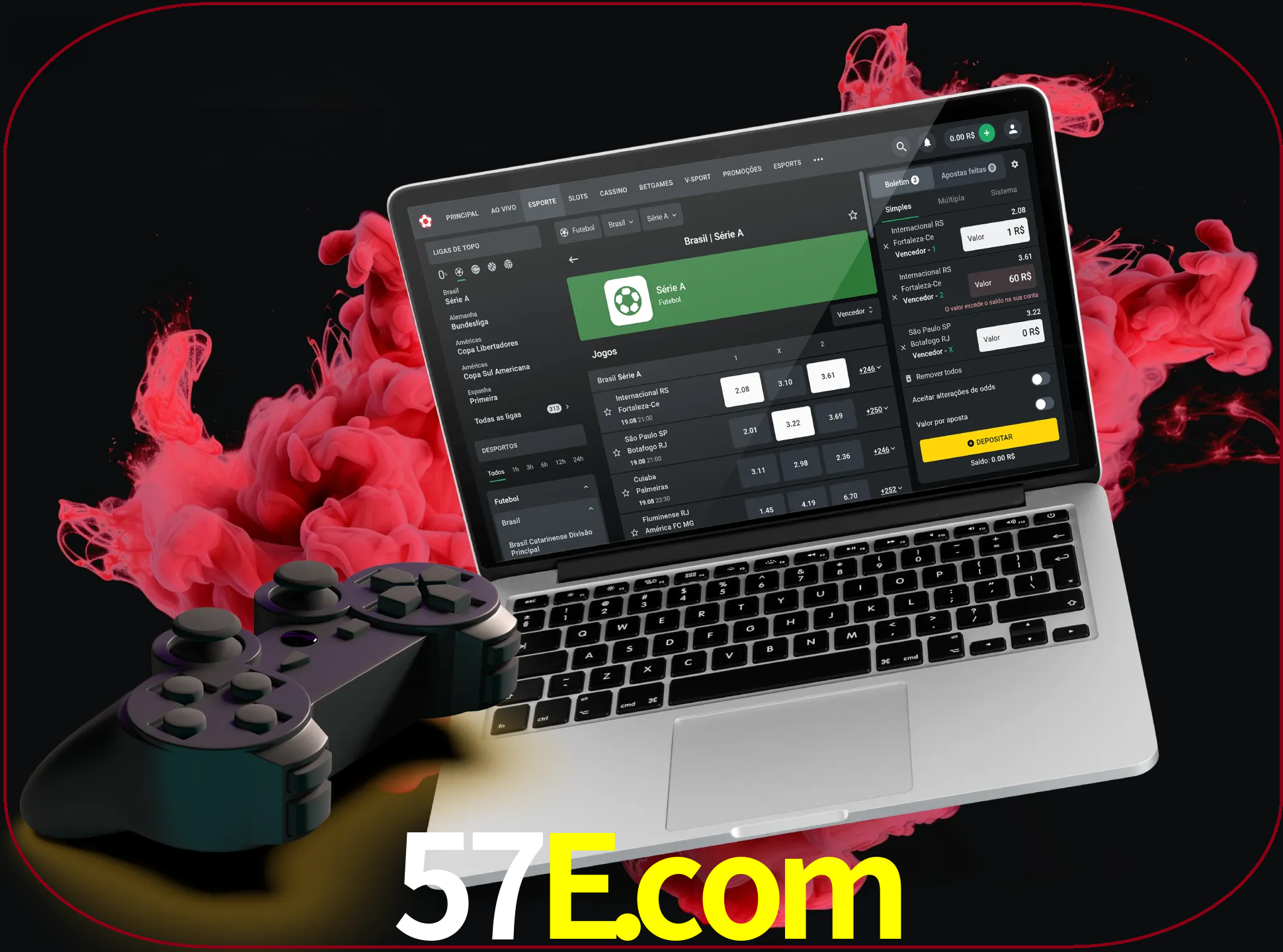 Visite a secção especial de jogos de vídeo em 57e para descobrir em que jogos pode apostar e ganhar muito dinheiro.